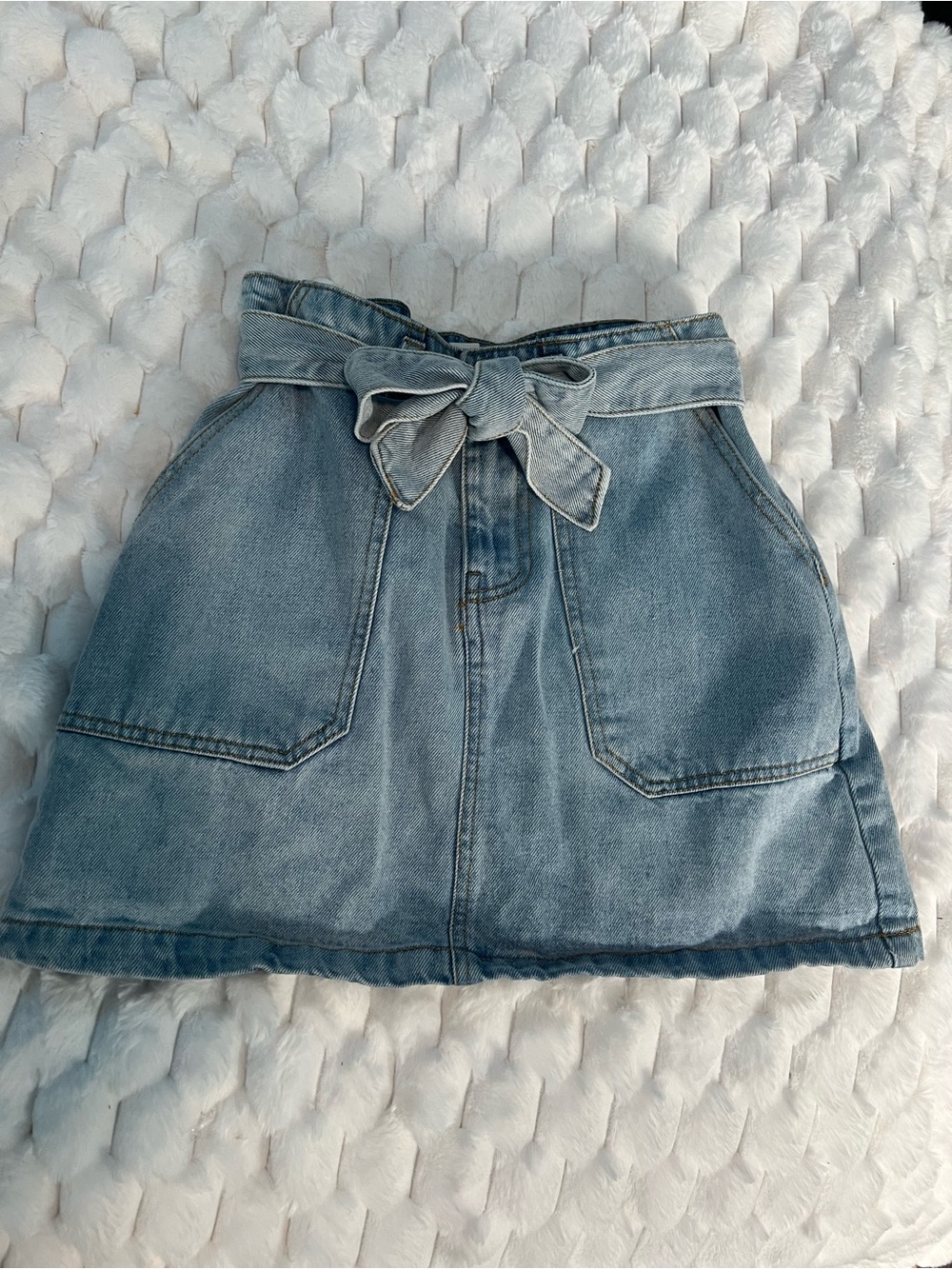 Forever 21 Light Blue Denim Mini Skirt withTie-Belt - Size XS